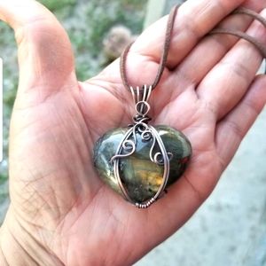 Labradorite  Heart Copper Necklace